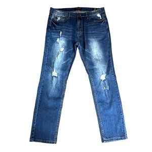 Ring Of Fire Jeans Womens Slim 36x30 Distressed Dark Wash